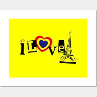 I Love Paris Eiffel Tower By Abby Anime(c) Posters and Art